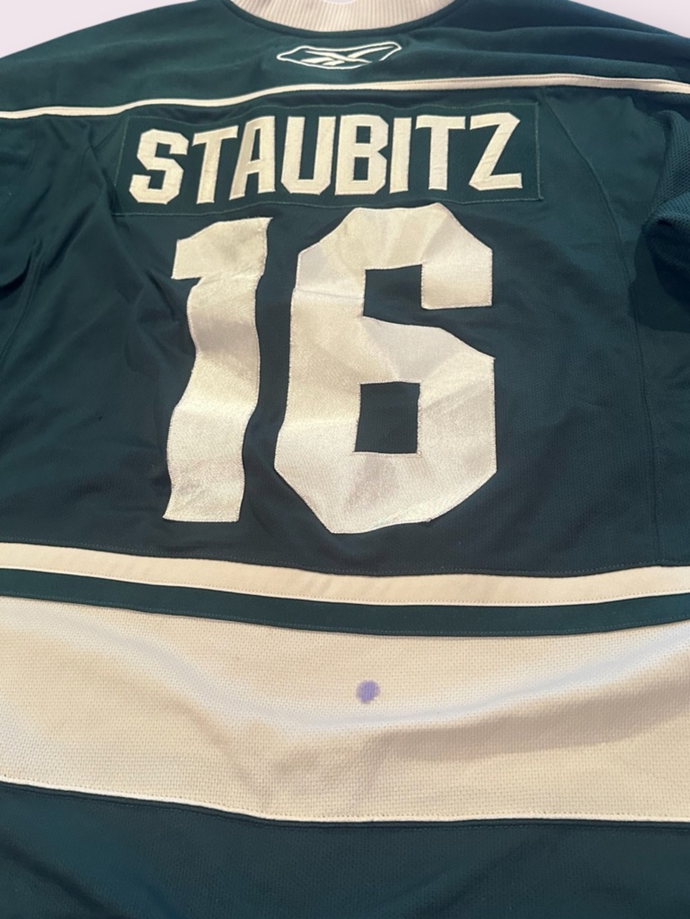 Men's Reebok Minnesota Wild Hockey Jersey 10th Anniversary Staubitz #16 Sz Med - Picture 10 of 11